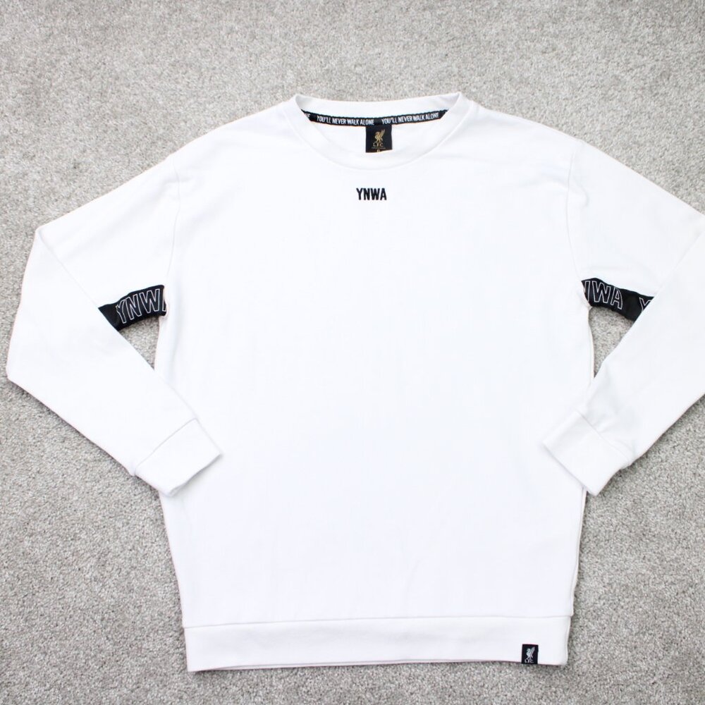 Liverpool Sweatshirt Mens 6,  US Small White You'll Never Walk Alon Crewneck LFC